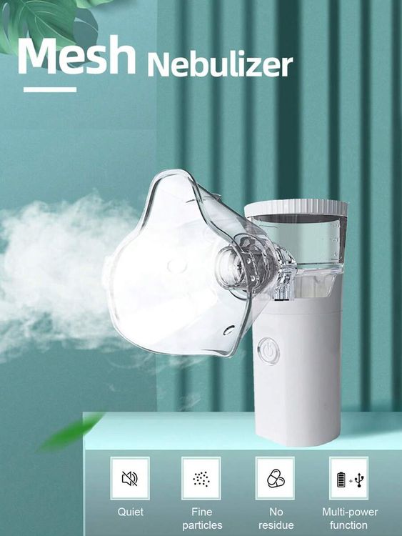 Portable Nebulizer for Adults & Kids – Handheld Mesh Inhaler for Cold, Cough, and Breathing Relief. Perfect for Home or Travel. Wireless Vaporizer with Respiratory Mask for Quick, Effective Relief.