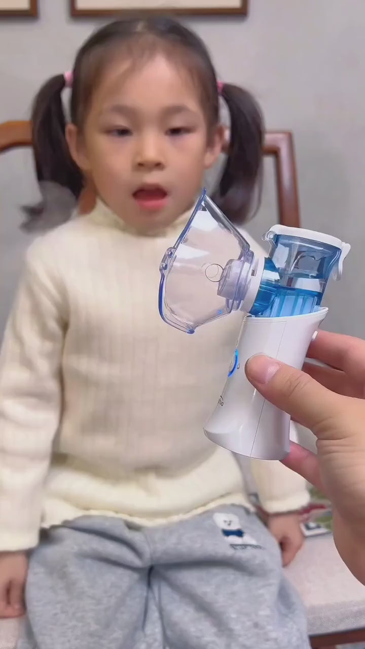 Portable Nebulizer for Adults & Kids – Handheld Mesh Inhaler for Cold, Cough, and Breathing Relief. Perfect for Home or Travel. Wireless Vaporizer with Respiratory Mask for Quick, Effective Relief.